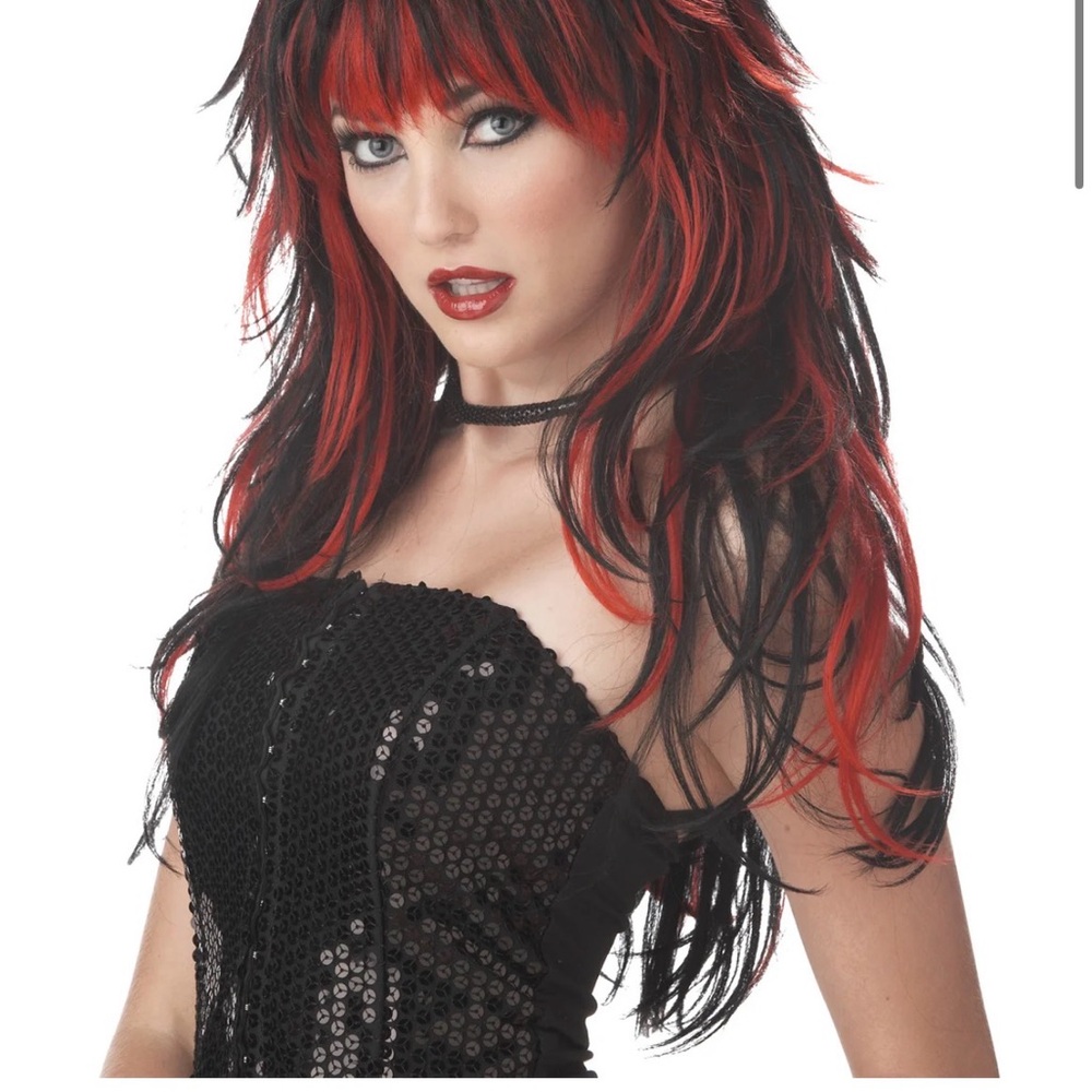 Stylish Red and Black Wig for Women